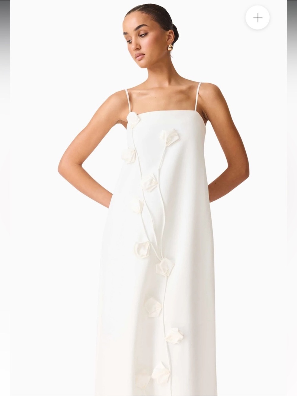 elliatt nolana white 3d floral applique bridal maxi gown dress size medium NEW - Picture 4 of 15
